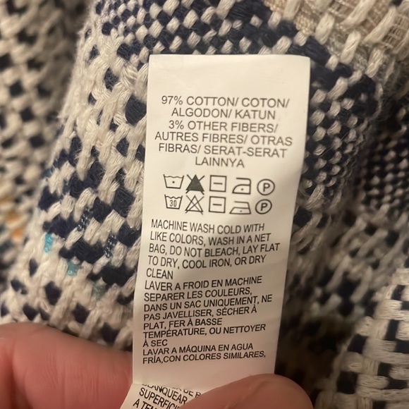 Lucky Brand Knit Open Front Cardigan Size Medium. Color: WhiteBlue. Size: XL - Picture 6 of 6